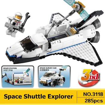Creator 3 in 1 de Transfer de Spațiu Explorer DECOOL 3118 Oraș Blocuri Seturi de Kituri de Cărămizi Model Clasic, Jucarii Copii Compatibil Legoe