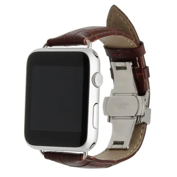 Croco din Piele Watchband pentru 38mm 42mm iWatch Apple Watch Fluture Catarama Banda Curea Încheietura Curea Bratara + Adaptoare