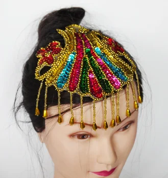 Crăciun Ornamente 10 Buc/Lot Paiete Flori Pălării Patch-uri 3D cu Margele Floare de Dans Hairwear 18cm*14cm(Inclusiv ștrasuri din Mărgele Tassel)