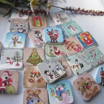 Crăciun serie 144pcs Pătrat aleatoriu amestecate pictura desene animate butoane scrapbooking decorative de cusut accesorii en-gros