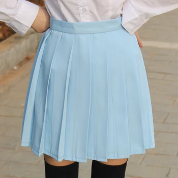 Culoare de apă Japonez de mare talie fuste plisate JK student Fete solid fusta plisata Drăguț Cosplay uniformă școlară fusta