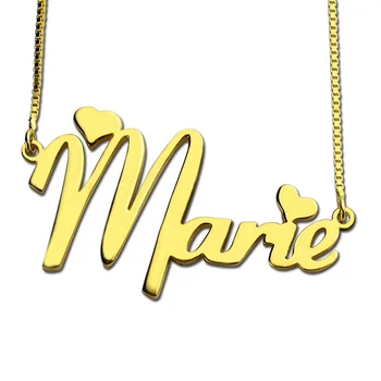Culoare de aur Plăcuța Colier Personalizat Inima Drăguț Stil de Numele Colier cu Lant Cutie Nume de Bijuterii
