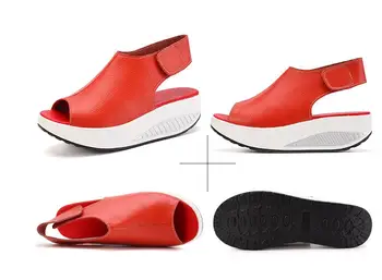Culoare Pură Sandale De Vara 2018 În Aer Liber Pantofi Platforma Pentru Femei 35-43 Plus Size Cap De Pește Pantofi De Piele De Mai Multe Culori Încălțăminte