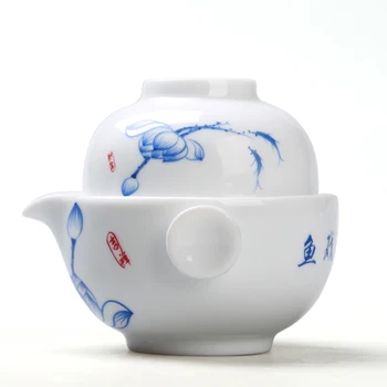 Călătorie ceașcă de porțelan albastru și alb oala,set de Ceai Include 1 Ghiveci 1 Cana, de Înaltă calitate elegant gaiwan,Frumos și ușor ceainic