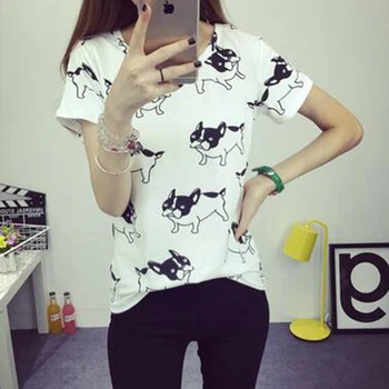 Dandeqi 2017 Vara tricou Femei Haine Casual Fete Topuri O-gât Polka Punctată Imprimate T-shirt Pentru Doamna Mâneci Scurte Tees