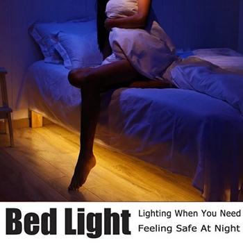 [DBF] Mișcare Activat Pat Ușoare,Flexibile, Benzi cu LED-uri Senzor de Lumina de Noapte Iluminare cu oprire Automată Timer