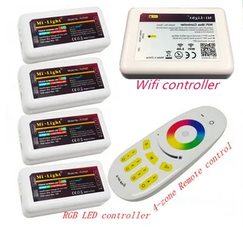 DC12v 2.4 G RGBW mi-lumina wifi wireless RF de la distanță + 4buc* 3 Mod de Channel 4 Zone 18A Controller+ 1buc*Wifi Controler cu Led-uri de 5V