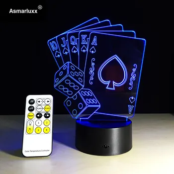 De la distanță Iluzia 3D Cărți de Poker Sau Atingeți de Control de Birou LED-uri de Masă Lumina de Noapte În 7 Culori Lampa Pentru Copil Prieten de Familie Cadou de Vacanță