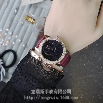De lux GUOU Brand Real din Piele de Calitate Femeie de Moda Diamante Doamna Cadou de Cuarț CrystalWristwatches rezistent la apa Ceasul elev
