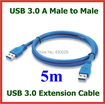 De mare Viteză USB 3.0 Cablu de Date 16ft 5m USB 3.0 a tata-tata Cablu de Extensie SUNT la OD 6,0 mm Culoare Albastru