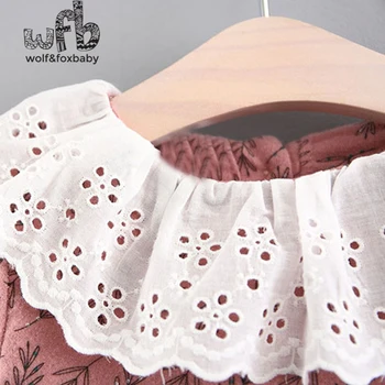 De vânzare cu amănuntul 0-3 ani, copii fata de lungă mâneci vântului și umiditate: grâu val de imprimare rochie de primavara-toamna