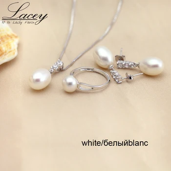 De Vânzare la cald Argint 925 Set de Bijuterii pentru Femei Reale Natural Pearl Bijuterii de Nunta Set de Promovare Bijuterii Perla inel