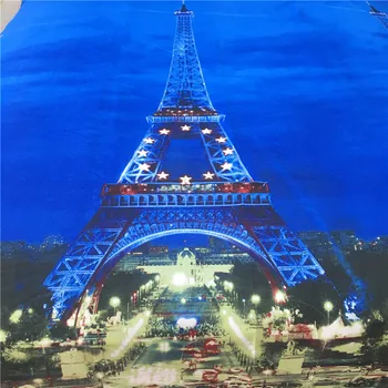De înaltă calitate de Imprimare 3D La Paris Tour Eiffel Seturi de lenjerie de Pat poliester Cer Albastru Turnul Eiffel Carpetă Acopere Set cearceaf Queen-Size