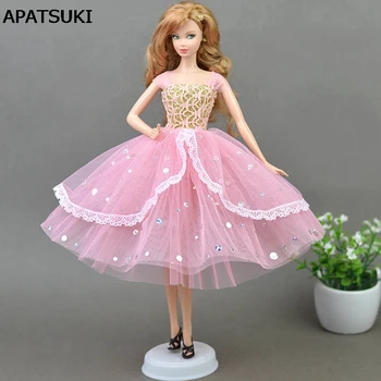 De înaltă Calitate Romantic Pink Doll Rochii de Seara, Rochie Haine pentru Papusa Barbie Pentru 1/6 BJD Casa Papusa Cadou Papusa Accesorii