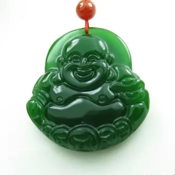 De Înaltă Imitație Verde Pandantiv Colier Sculptate Bani Buddha Buddha Vesel Amuleta Bărbați Femei Bijuterii De Moda Gratuit Coarda