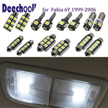 Deechooll 10buc Car LED Lumina pentru Skoda Fabia 1, Canbus Alb Iluminare Interioara bec pentru Skoda Fabia 6Y 1999-2006 Lumini de Lectură