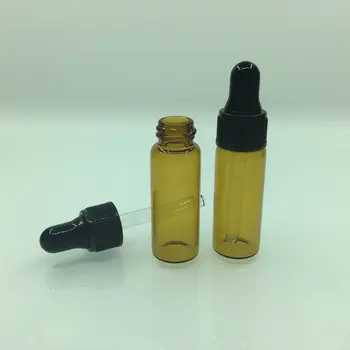 DHL Gratuit 500pcs/lot 5ml Pahar Ulei Esențial Negru Dop Sticle Returnabile Flacoane din Sticlă brună Dropper Flacoane de Parfum