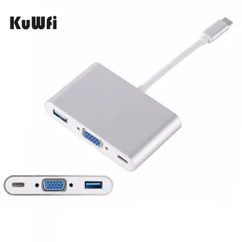 Din Aliaj de aluminiu Tip C Încărcător USB 3.1 Tip-C Pentru Adaptor VGA de sex Masculin La Feminin Converter Hub USB Port de Încărcare Pentru MacBook