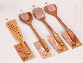 Din lemn se amestecă fry pan mâner lung lopată specială titan spatula de lemn ustensile de bucătărie