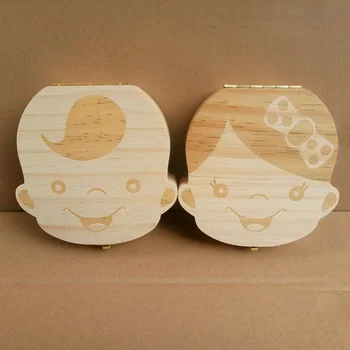 Dintii de lapte cutie de depozitare din lemn natural meserii cutie de depozitare pentru copii dinte de suveniruri Acasă decor figurine