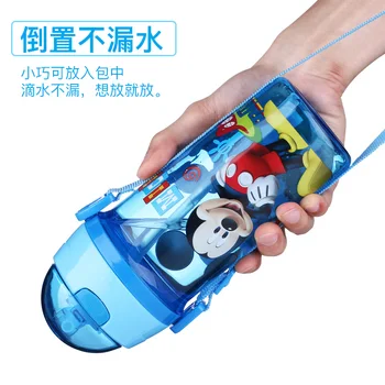 Disney 400ml Sticla de Apa de Plastic Tritian Copii Paie de Băut Sticla Cu Maner Sport Sticle Etanșe Fierbător de apă Potabilă Fierbător