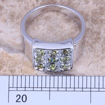 Distinctiv Verde Peridot Ștampilată de Argint 925 pentru Femei Dimensiune Inel 6 / 7 / 8 / 9 R0906