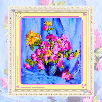 DIY Panglici Broderie Flori Decorative Panza Pictura Colorate HD Printuri de lucru Manual si Cross Stitch Kit Decor Acasă C-0055