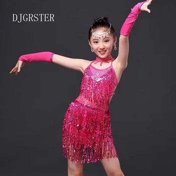 DJGRSTER 2018 Noi pentru Copii de Dans latino Etapă Ciucure Concurs de Dans latino Rochie Pentru Fete latină Purta Petrecere, Costume de Dans