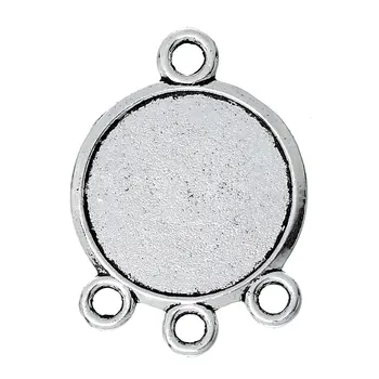 DoreenBeads Conectori Rotund antichități argint culoare Cabochon Setări (se Potrivește 17mm)28 mm(1 1/8