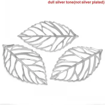 DoreenBeads Farmec Pandantive Frunze De Argint Ton Gol 5.4x3.1 cm,100buc