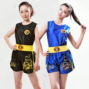 Dragon Broderie Sanda/Wushu/Muay Thai/Boxeo/MMA/Taekwondo/Box Haine Seturi de pantaloni Scurti+Tricou