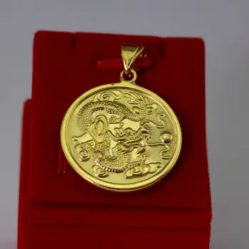 Dragon Model Monedă Pandantiv 148k Aur Galben Umplut se Răcească Pandantiv Lanț Colier
