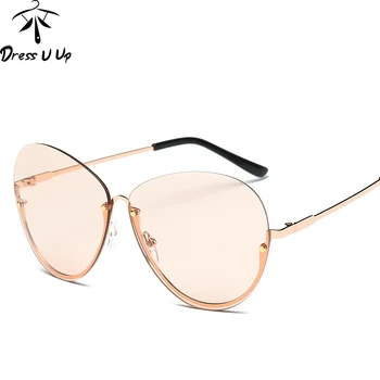 DRESSUUP de Moda de Lux ochelari de Soare pentru Femei Brand Pilot Vintage Nuante de Culoare Clar fără ramă Brillen Oculos De Sol Feminino Mujer