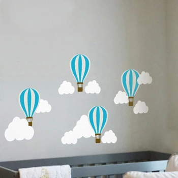 Drăguț Balon cu Aer Cald Nori Albi de Nori Arta de Perete de Vinil Autocolante Murale Decal Tapet Camera Copii Copil 80x160cm Casa Decor de Crăciun