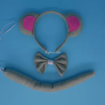 Drăguț Fete Baieti Mouse Rat Ureche Bentita Papion Coada 3Pcs Set Copii pentru Copii Animale de Cosplay, Costume Party Decor de Anul Nou