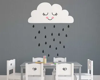 Drăguț Nor și Ploaie Perete Decal Autocolante de Vinil Pepinieră Decor Decor Acasă Pentru Copii pentru Copii Camera Copilului DIY Murală N826