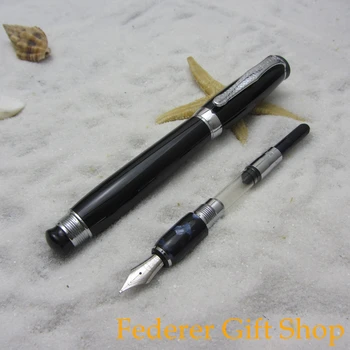 Ducele D619 Stilou Nobil Mentor Preot Negru si Argintiu Largă Pene Peniță cu Cerneală Pen Sus Rășină
