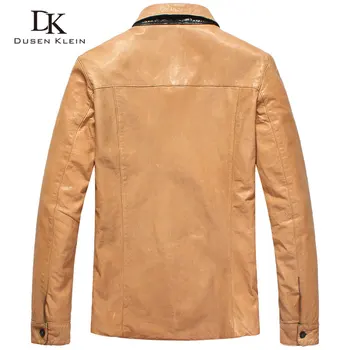 Dusen Klein 2017 Luxury mens haine de piele Genunie piele de oaie designe Slim Negru/ Portocaliu Jachete DK102