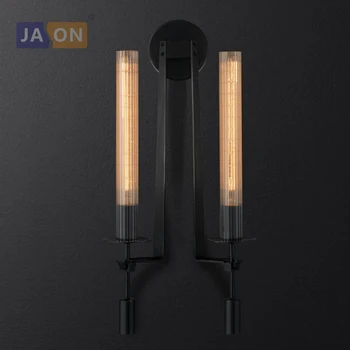 E14 Edison Retro American Fier de Sticlă Clasic Negru Bronz Lampă cu LED-uri de Lumină LED lampă de Perete Perete Perete de Lumină Tranșee Pentru Hol Dormitor