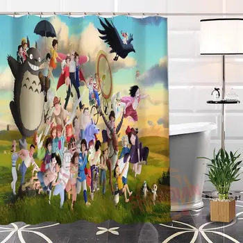 Eco-friendly Unic Personalizat Miyazaki benzi desenate Material Modern Perdea de Duș baie Cu Cârlige pentru tine H0220-45