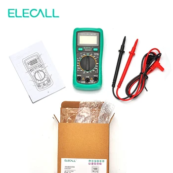 ELECALL 3 1/2 Multimetru EM33D+ AC/DC 600V Verde Capacul de Protecție de Fundal Datelor Baterie Tester de Tensiune Protectie la Suprasarcina