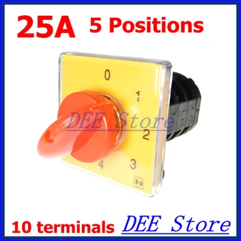 Electrice 5 Poziții(0-1-2-3-4 poziții) de Control Rotativ, Comutator 25A 10 terminale cu șurub design