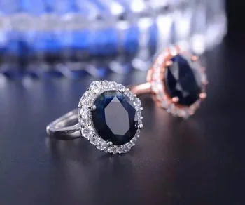 Elegant inel cu safir 10*12mm natural de culoare albastru safir din China safir al meu solid 925 silvr safir femeie inel de nunta