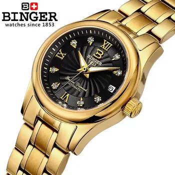 Elveția BINGER ceasuri Femei luxury18K aur ceas Mecanic integral din oțel inoxidabil rezistent la apa Ceasuri de mana B-603L-7