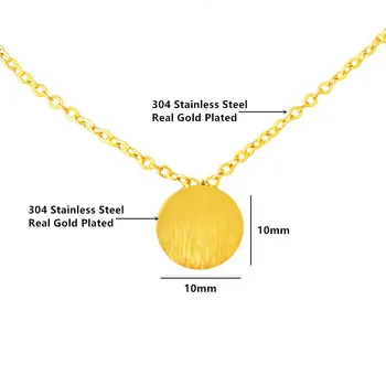 En-gros 10piece din Oțel Inoxidabil de Aur Strălucitor Mic Disc Pandantiv Colier Pentru Femei Minime Rundă de Bijuterii de Argint a Crescut cu Guler de Culoare