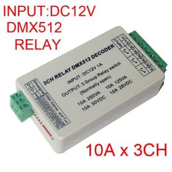 En-gros 1buc DC12V 3CH Relee DMX512 3P led Decoder dimmer,10A*3 canale RGB led-uri controler pentru led lampa led strip lumini