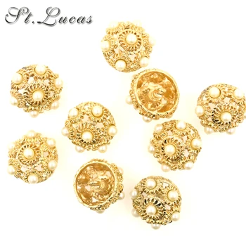 En-gros 20buc/lot de înaltă calitate de moda noua decorative, nasturi perla coroanei nasturi de aur pentru femei haină de nurcă overcot accesorii