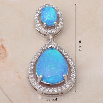 En-gros de vânzare cu Amănuntul Mare Frumoasă împărăteasă Albastru Opal Moda bijuterii Argint Ștampilată Colier cu Pandantive OP472