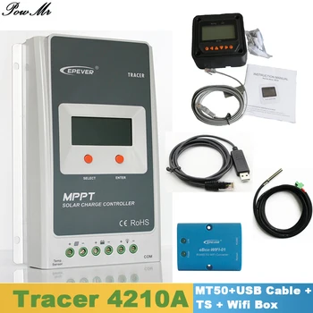 EPever Trasor 4210A Controler Solar 40A 12V24V Regulator MPPT cu MT50 Display/Cablu USB/Senzor de Temperatură/Wifi Inclusiv Cutie