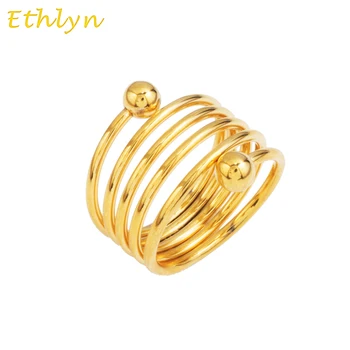 Ethlyn Noi izvoare inel Etiopian proiectare femei bijuterii de mireasă 22k galben placat cu aur de femei de moda inel de nunta R7